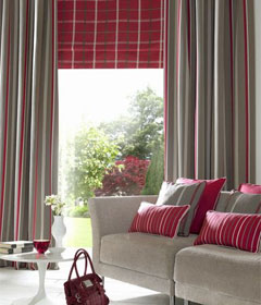 Plush chenille and elegant rod combination Vibrant window coverings in a Melbourne home