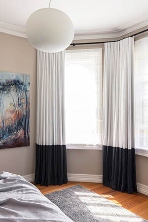 Designer Curtains - S Fold Drapes with Contrast Band